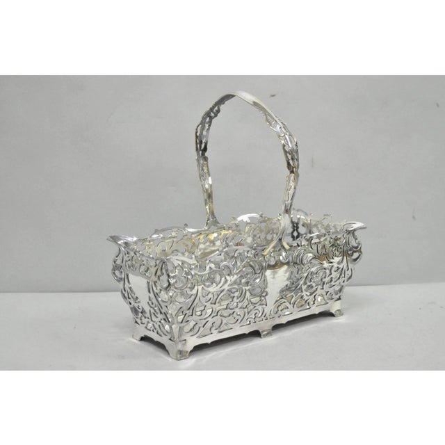 Antique Victorian Silver Plated Reticulated Scrollwork Bread Basket by Forbes For Sale - Image 15 of 15