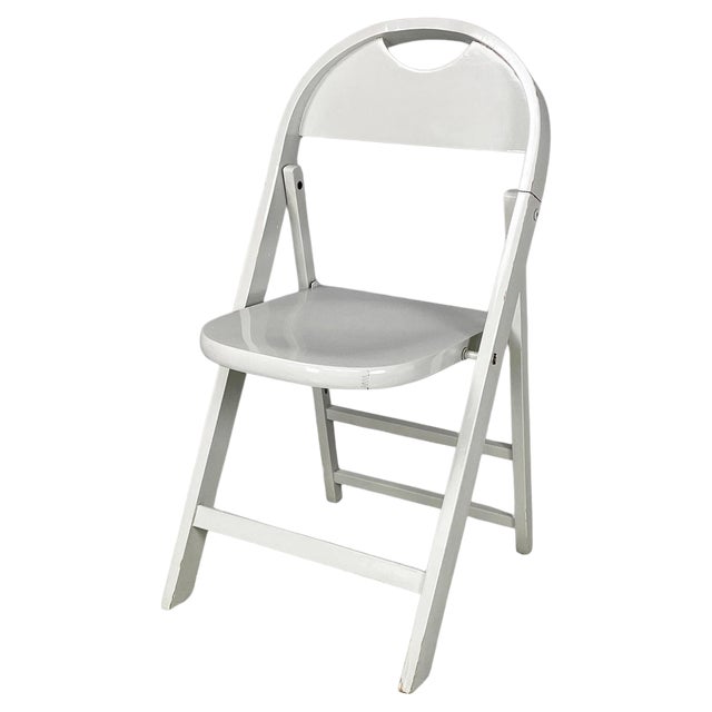Mid-Century Modern Italian Grey Wood Folding Chair Tric attributed to Castiglioni for Hille, 1960s For Sale