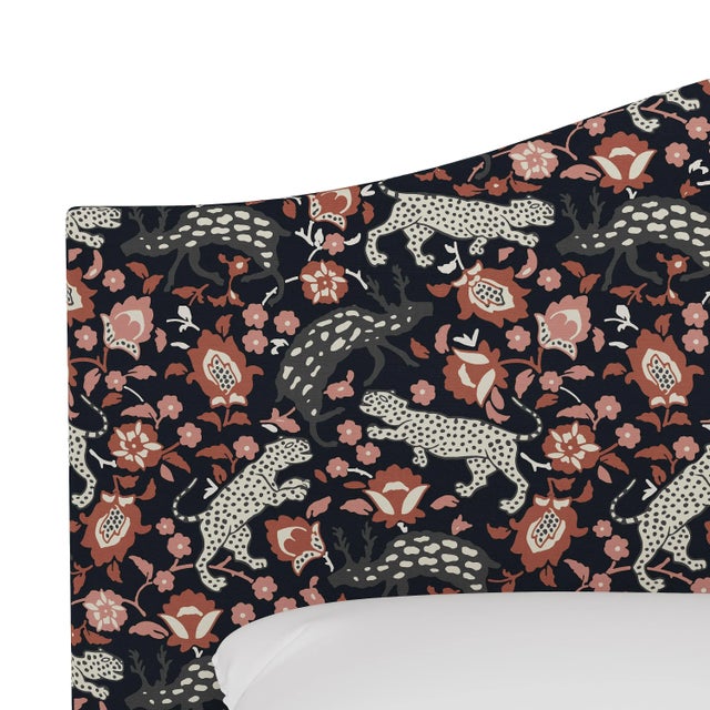 Not Yet Made - Made To Order Kenmore Bed in Coral Navy Leopard, King For Sale - Image 5 of 6