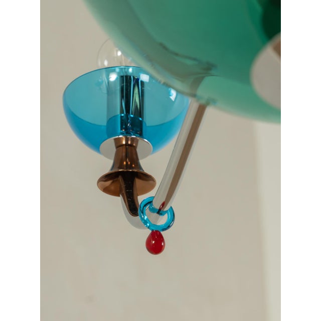 Postmodern Blue Chandelier, 1980s For Sale - Image 10 of 14