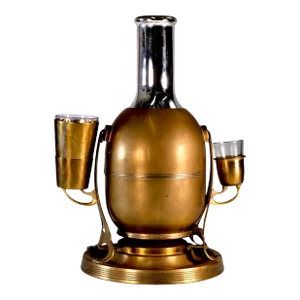 American Thermos Bottle Co Carafe Hinged Pourer Brass Cups