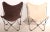 1950s 2 Mid Century Canvas Sling Butterfly Chairs on Folding Wrought Iron Frames For Sale - Image 5 of 8
