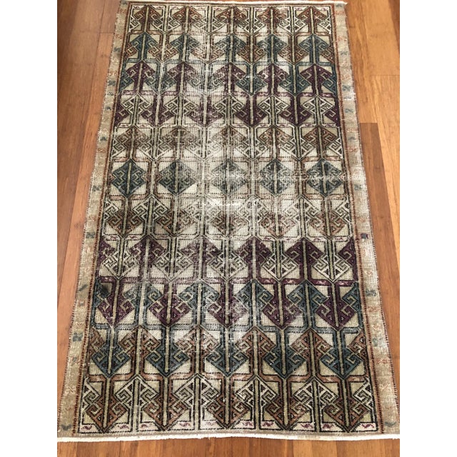 Mid-Century Modern Vintage Rug | Chevron Motifs | Zeki Muren Design | 3'3" X 5'7" For Sale - Image 3 of 6