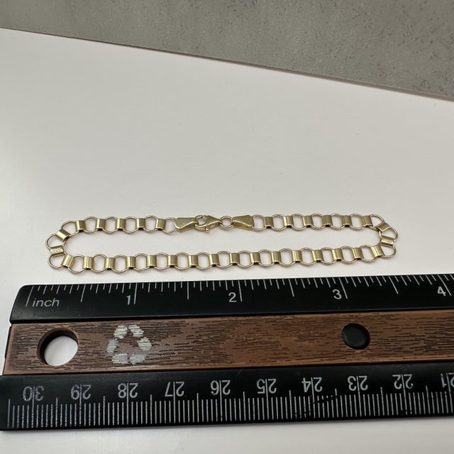 14kt Yellow Gold Circle Link Bracelet 7.5in 5.2mm 3.5g Lobster Clasp New For Sale In New York - Image 6 of 6