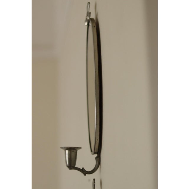 Silver Mid-Century Swedish Pewter Sconces with Mirrors, Set of 2 For Sale - Image 8 of 15