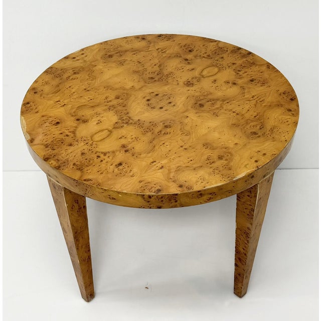 Brown 1970s American Modern Round Burl Wood Center Occasional Table For Sale - Image 8 of 16