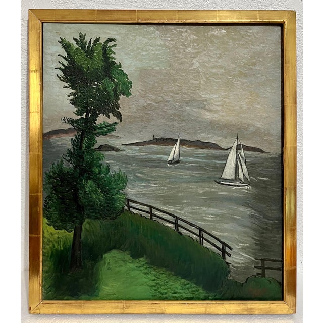 Morris Kantor, 1930 Oil Painting Sea Side Sailboats American Modernist WPA Artist Morris Kantor, 1930 For Sale In Miami - Image 6 of 12