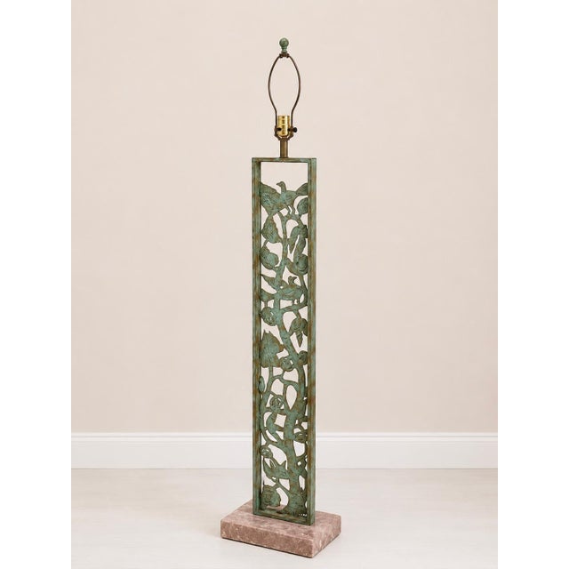 1980s Silas Seandel Style Verdigris Bronze Botanical Floor Lamp For Sale - Image 11 of 11