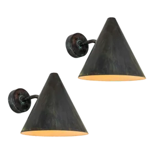 Hans-Agne Jakobsson 'Tratten' Darkly Patinated Outdoor Sconces - a Pair