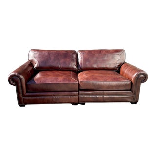 Contemporary Bernhardt Grandview Collection Transitional Style Leather Sofa For Sale