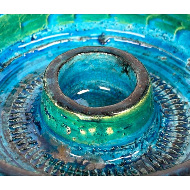 Mid-Century Modern Rimini Blu Pottery Candleholder by Aldo Londi for Bitossi, Italy, 1960s For Sale - Image 13 of 18