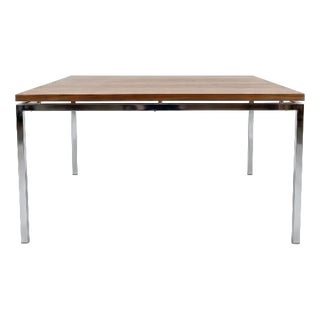 Mid-Century Modern Coffee Table with Floating Top in Walnut and Chrome-Plated Square Steel Frame, 1960s For Sale