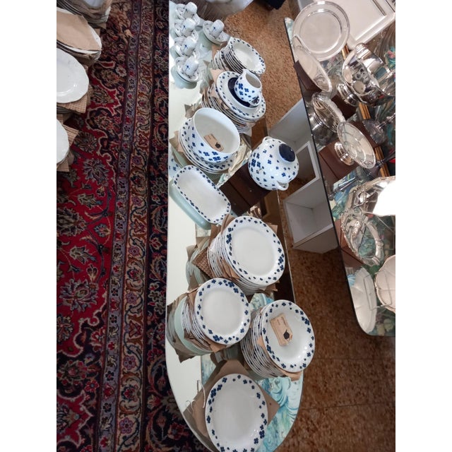 Mid-Century Modern New 1980s 58 Pieces European Dinner Set Diamond Shape Rim With Bleu Decoration by Rosenthal For Sale - Image 3 of 18