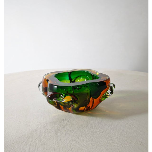 Green Vintage Italian Sommerso Murano Glass Bowl, 1960s For Sale - Image 8 of 16