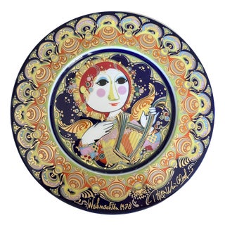 Angel with Harp Christmas Plate in Porcelain by Björn Wiinblad for Rosenthal Studio Linie, Germany, 1978 For Sale