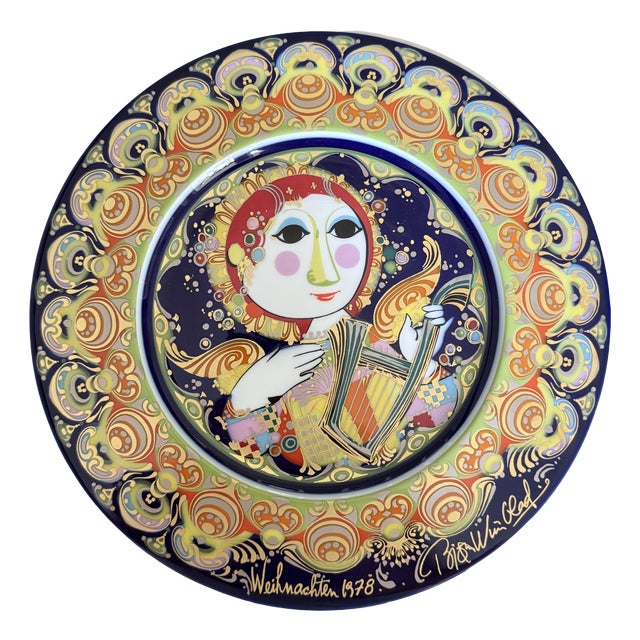 Angel with Harp Christmas Plate in Porcelain by Björn Wiinblad for Rosenthal Studio Linie, Germany, 1978 For Sale