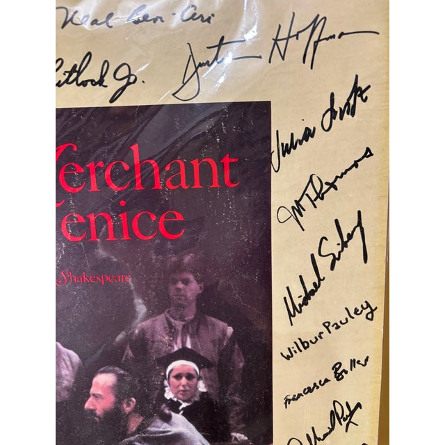 American 1989 the Merchant of Venice Broadway Poster — Hand Signed by Dustin Hoffman & Cast, Peter Hall Company For Sale - Image 3 of 5
