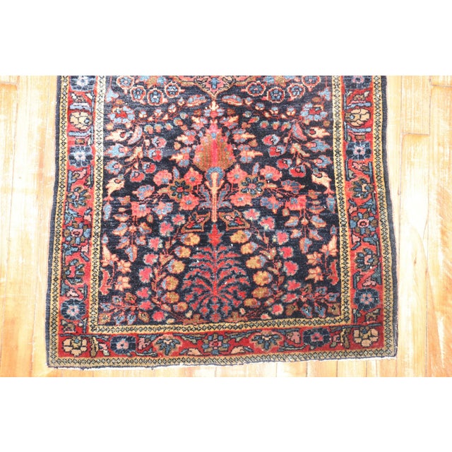 Early 20th Century Navy sarouk Mini Rug rug no.j3290 For Sale - Image 4 of 5
