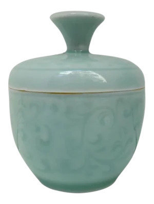 Vintage Small Celadon Lidded Container