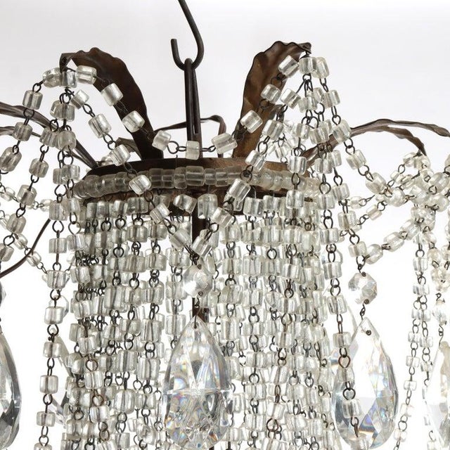 French Large Antique French Empire Inspired Crystal & Bronze 8-Light Chandelier C1930 For Sale - Image 3 of 12
