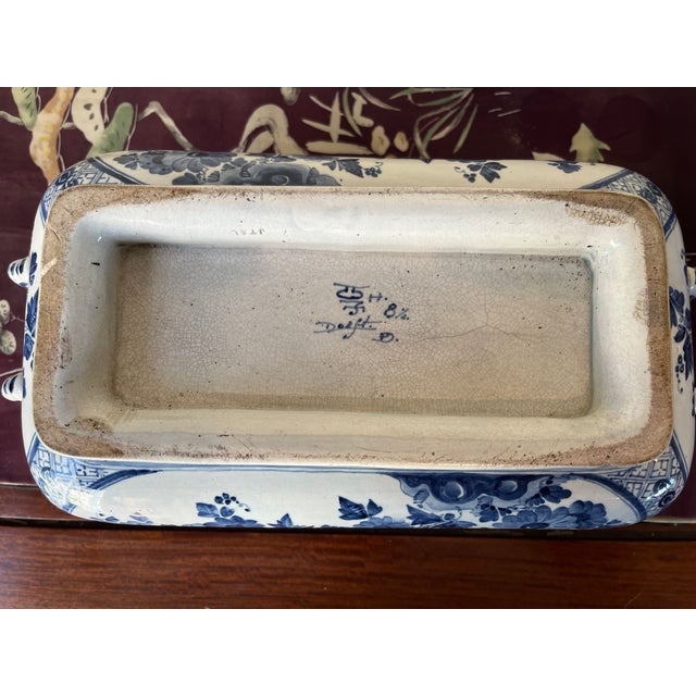 1882 Royal Delft Joost Thooft Blue & White Chinoiserie Jardinière For Sale - Image 13 of 15