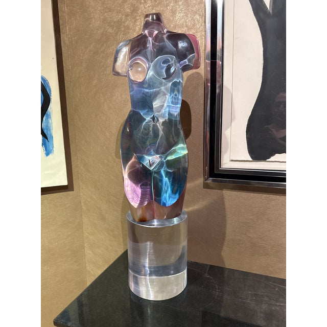 Loredano Rosin (Born 1948) Chalcedony Female Murano Glass Sculpture . This beautiful piece is comprised of hand blown...