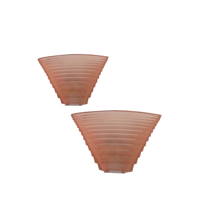 Pink Glass Pergamo 38 Wall Sconces by A. Mangiarotti for Artemide, 1980s, Set of 2 For Sale