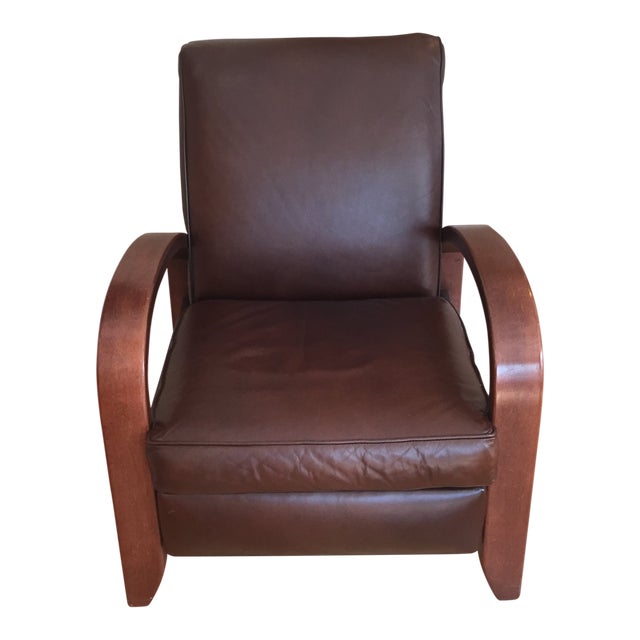 Contemporary Restoration Hardware Chestnut Leather Recliner Chairish