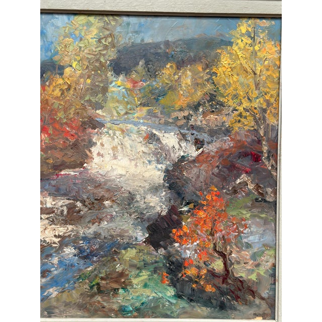 Hundt, Waterfall, 1950s, Oil Painting on Panel, Framed For Sale - Image 10 of 16