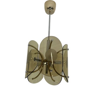 Amber Murano Glass 5-Light Chandelier, 1970s For Sale