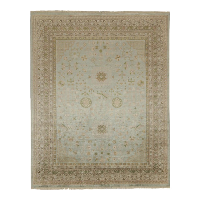 Rug & Kilim’s Khotan Style Rug With Blue & Beige-Brown Geometric Pattern For Sale