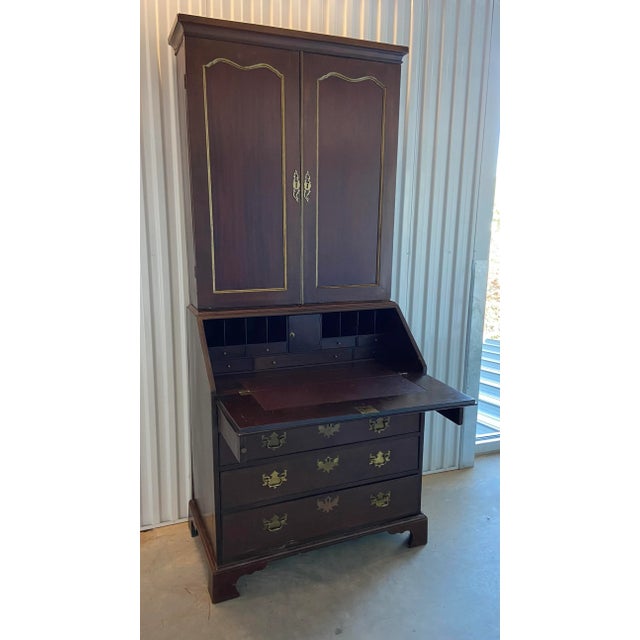 A lovely antique secretary desk in two pieces with Chippendale style. Believed to be English-made in the early to mid 18th...