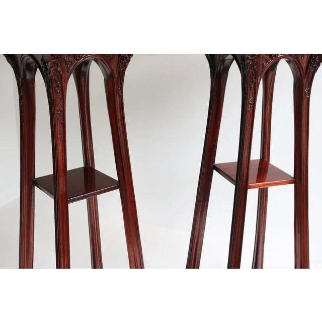 Brown Art Nouveau Plant Stands / Pedestals by Louis Majorelle, France, 1907, Set of 2 For Sale - Image 8 of 13