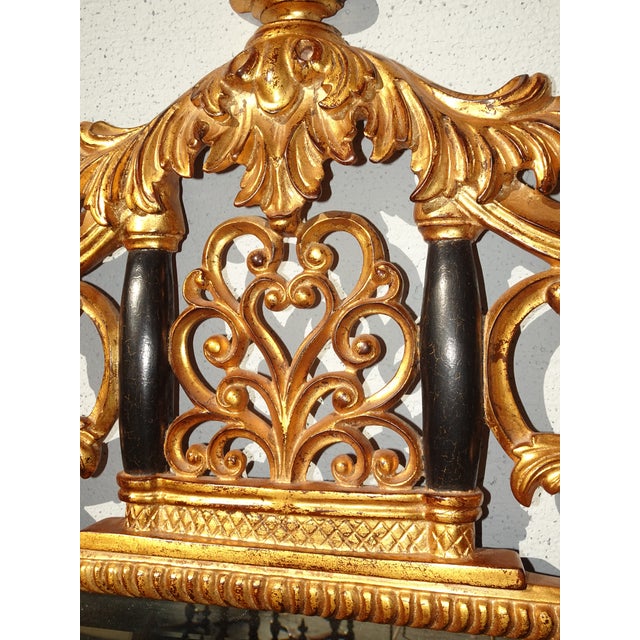 Large 58" Tall Antique French Louis Baroque Giltwood Scrolled Wall Mantle Mirror For Sale In Los Angeles - Image 6 of 8