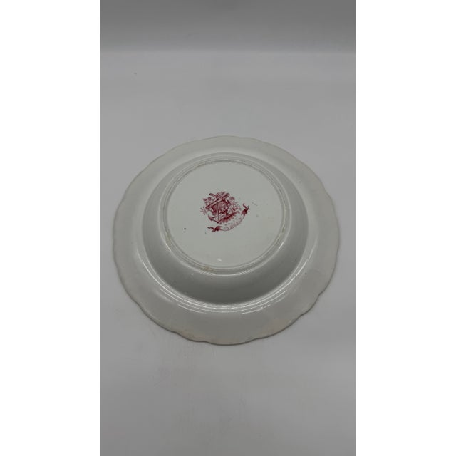 A Antique Staffordshire "Tyrolean" Pink Transfer Decorated Soup Plate, 1830’s For Sale - Image 9 of 11