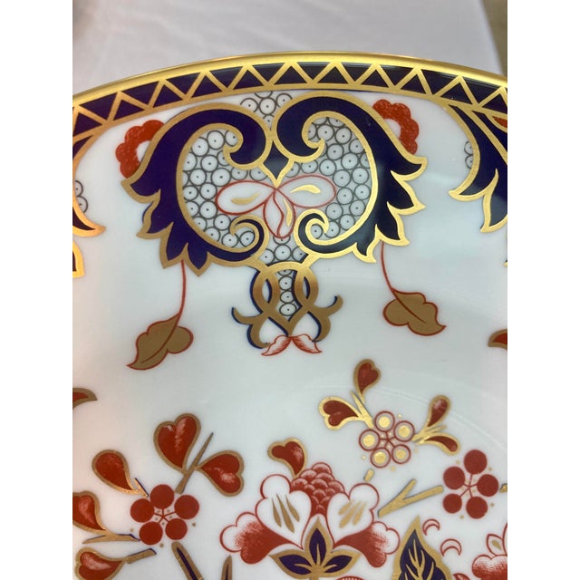 Royal Crown Derby Porcelain Rimmed Soup Bowl in Classic Imari Design "Derby Japan" by Royal Crown Derby For Sale - Image 4 of 5