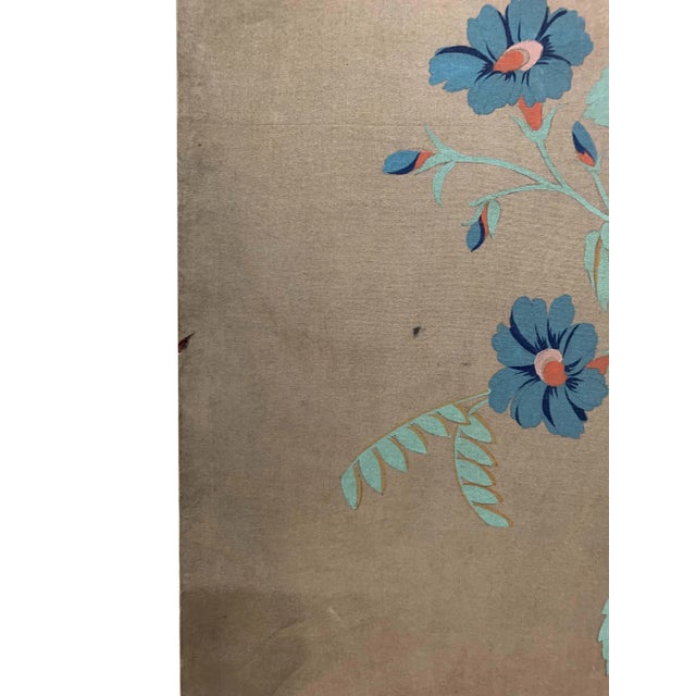 Englaih Traditional Panel Painting of Multicolored Bouquet Accompanied by Peacocks and Lions For Sale - Image 11 of 13