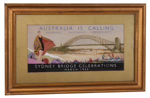 Sydney Harbour Bridge Poster in Gouache, 1932