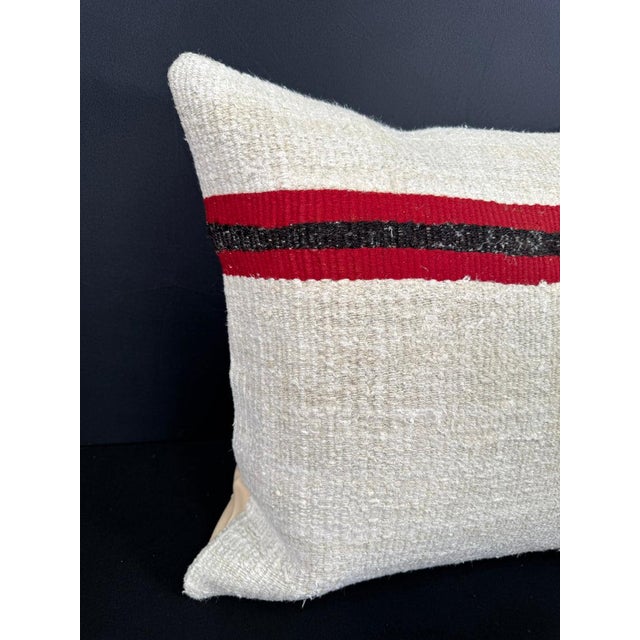 Turkish Hemp Pillow Cushion Natural Beige Red Cushion Cover 20x20 #30647 Enhance your home decor with our Kilim Pillow...