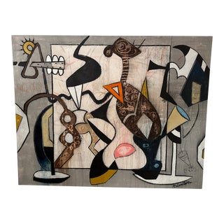 "Modern Family" Abstract Figurative Original Painting by Bruce Rubenstein For Sale