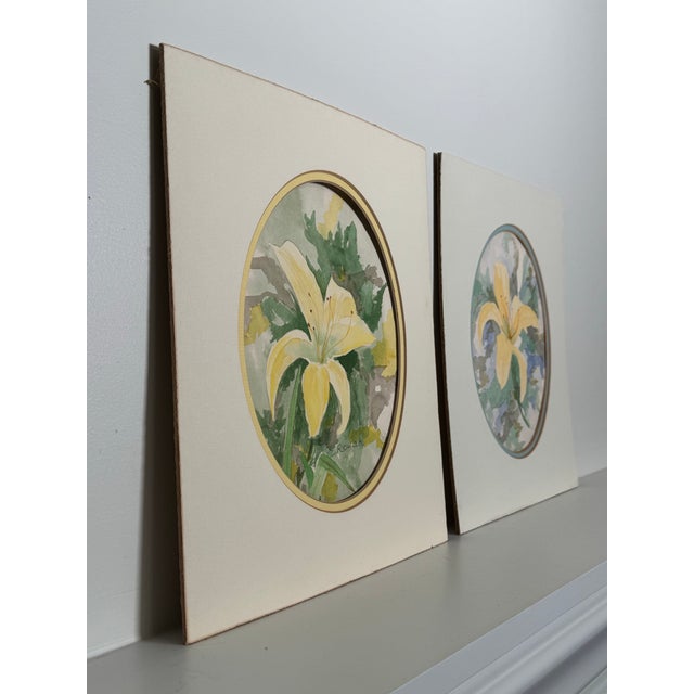 Vintage Shabby Chic Floral Still Life Original Watercolor Paintings, a Pair For Sale - Image 11 of 12