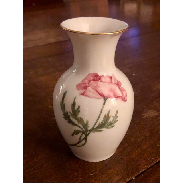 Art Nouveau Vintage Italian Richard Ginori Pink Poppies Bud Vase For Sale - Image 3 of 13