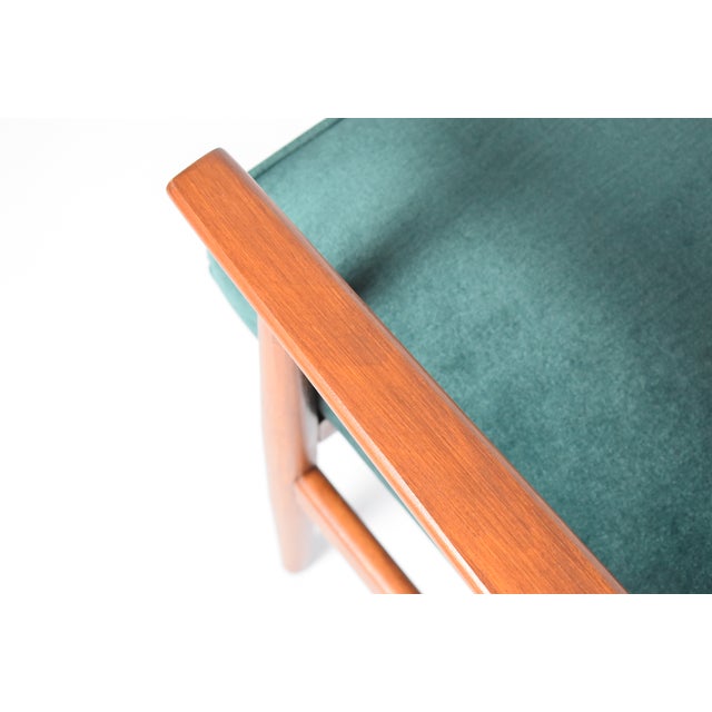 Vintage Armchair in Green Bottle Velvet & Teak, 1970s For Sale - Image 10 of 16