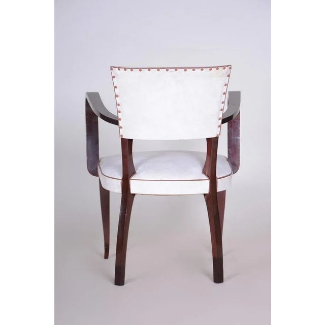 1930s Art Deco White Armchair in Artificial Leather & Beech, France, 1930s For Sale - Image 5 of 9