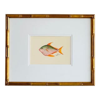 Original Hand-Painted Rainbow-Colored Fish Painting, Framed For Sale