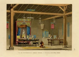 After Arago, View of the Interior of the Chinese Temple of Coupang or Kupang, Timor, 1825, Print