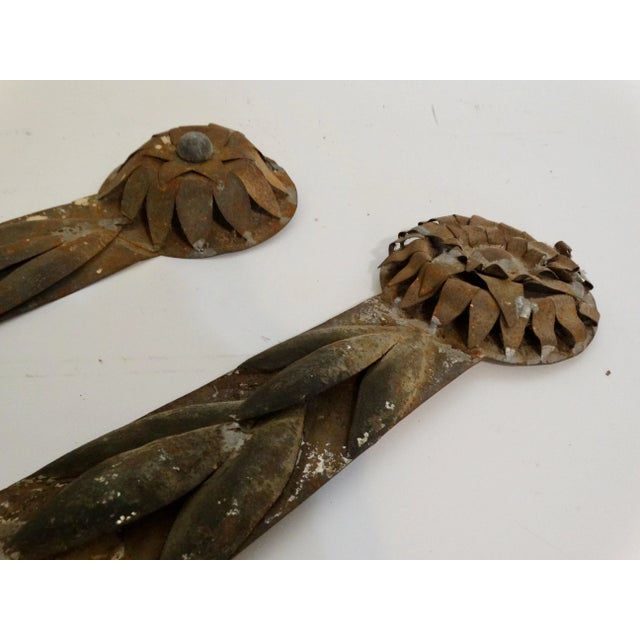 Gray Hand Crafted Antique Italian Zinc Architectural Elements, S/2 For Sale - Image 8 of 9