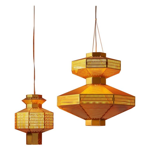 Ma-Rock T Gr Golden Suspension Lamps by Jaime Hayson for Parachilna, Set of 2 For Sale - Image 13 of 13