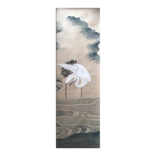 Hand-Painted Chinoiserie Crane Wall Panels, Set of 3 For Sale