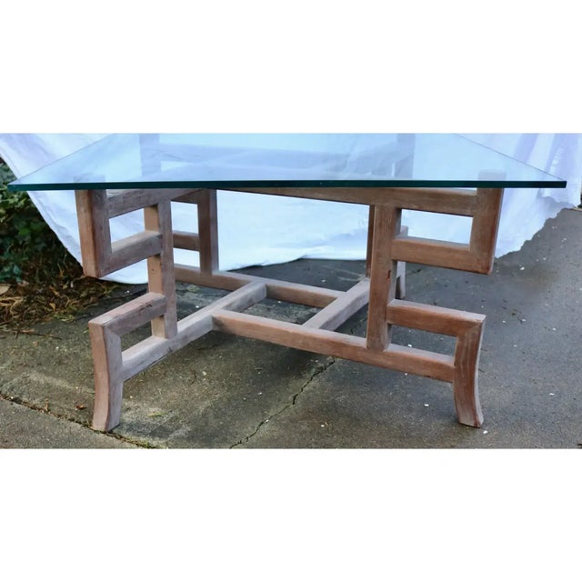 Mid 20th Century Mid 20th Century Chinoiserie Teak Glass Top Coffee Table For Sale - Image 5 of 6